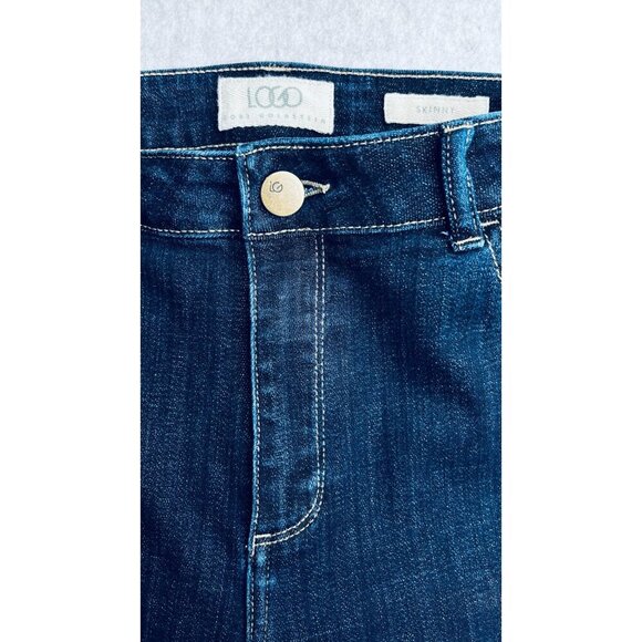 Logo Lori Goldstein Skinny Jeans Size 8 Dark Wash Major Embroidered on Pocket - Picture 11 of 16
